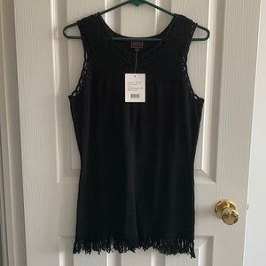 NWT Black Fringe Tank Top